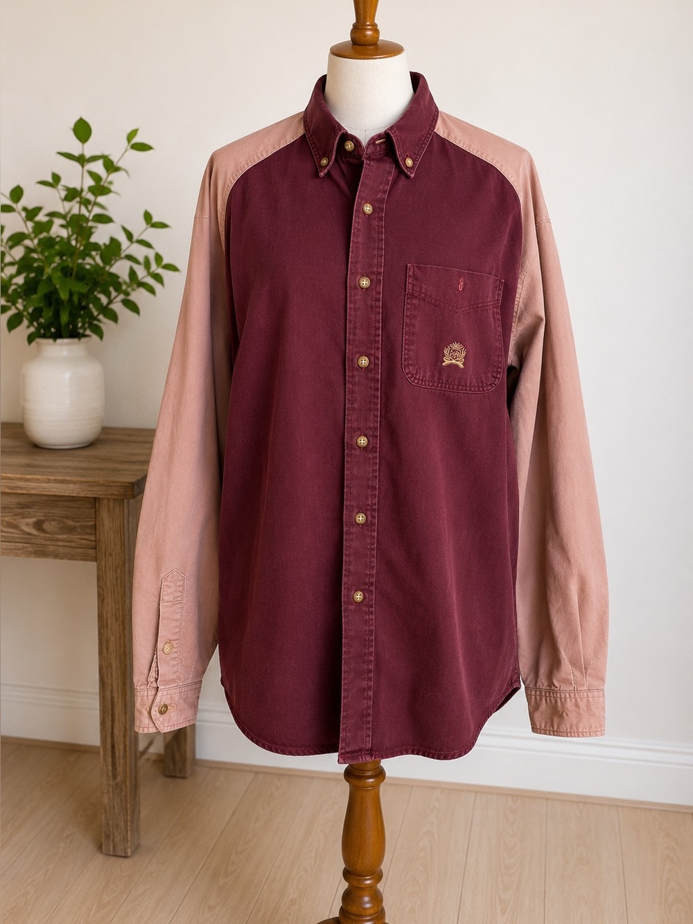 Y2K Rough Stock Panhandle Slim Western Colorblock Button Down Shirt Size L